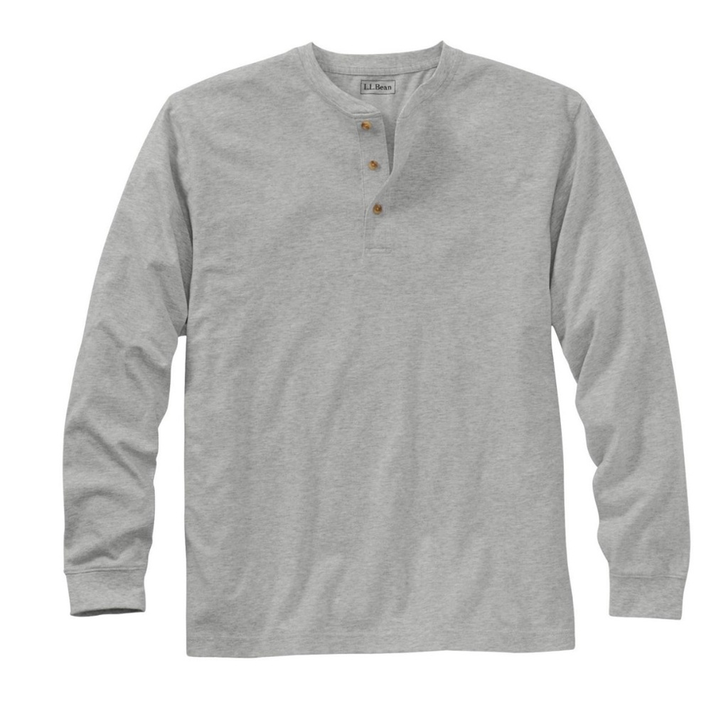 L.L. Bean Men's Carefree Unshrinkable Tee, Traditional Fit, Long-Sleeve Henley